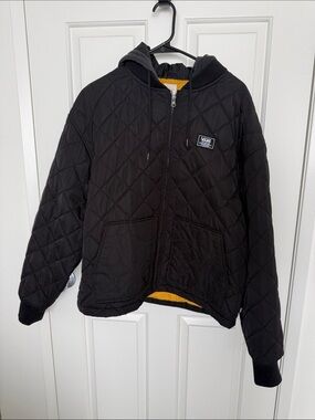Vans Black Quilted Hooded Puffer with Yellow Lining
